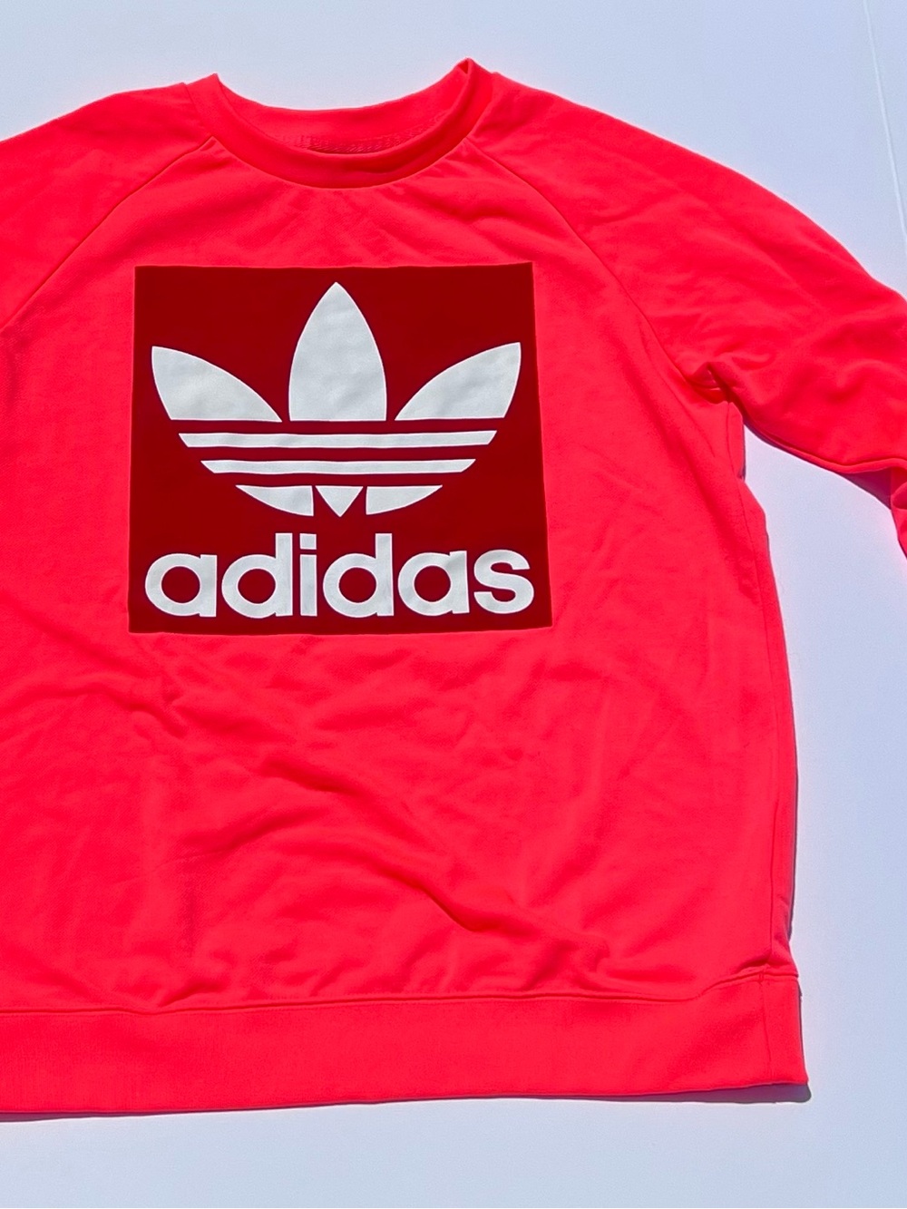 adidas Originals Women's Neon Coral Crewneck with White Logo